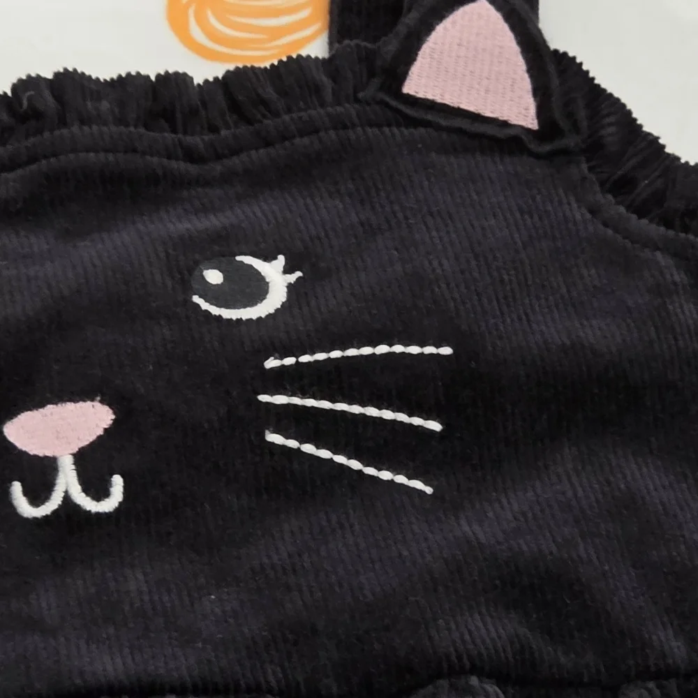 Girls Gymboree Black Cat Face Thick Cotton Corduroy Jumper Dress Size 12 NEW